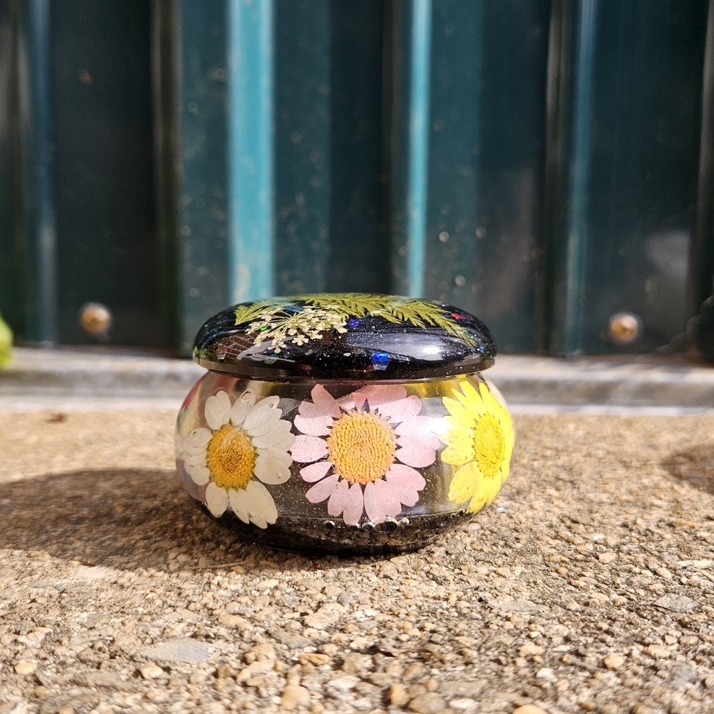 Floral Stash Jar / Jewelry Holder